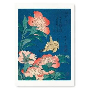 Estampe Japonaise Pivoines & Canari