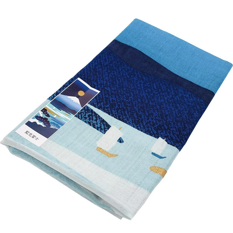 Tenugui Japonais Indigo Fuji – Image 5